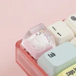 Whimsical handcrafted resin Chiikawa ESC keycap, showcasing its adorable character design and vibrant colors from various angles, a charming design.