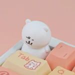 Handcrafted Chiikawa Joke Bear artisan ESC keycap. Whimsical resin art with expressive details from various angles, a playful keyboard charm.