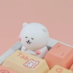 Views of the unique Chiikawa Joke Bear artisan ESC keycap. Handcrafted resin with whimsical character art and playful charm, shown from multiple angle.