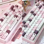 Chocolate Strawberry Series Keycap Set: a charming 145-key dye-sublimated set with chocolate strawberry dessert colors, perfect for a cute keyboard.