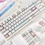 Gallery views of the Artistic Collage Mood Keycap Set, detailing its unique collage design and side-lit translucent legends.