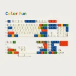 Colorfun Dopamine PBT Keycap Set showcasing whimsical cute rabbit designs in vibrant, joy-boosting colors on soft milky white PBT keycaps.