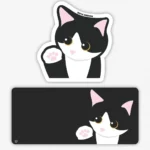 Unique Cow Cat Desk Mats for working setup, a charming display featuring playful black and white cow cat patterns for a personalized and artistiic design.