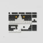 Cow Cat PBT Keycap Base Set, an artistic black and white design with playful cow motifs, includes a unique custom standee.