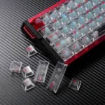 Vibrant Crayon Shin-chan PC keycap set, 109 translucent keys, showcasing playful anime characters from multiple angles for dynamic backlighting design.