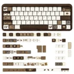 FOA Crispy Dark Chocolate PBT keycaps set (145-key boxed set), displaying rich textures for a unique aesthetic.