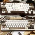Artistic Crispy Dark Chocolate PBT Keycaps set, showcasing a unique dark chocolate aesthetic with rich, textured hues for a gourmet look.