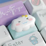Close-up of the Cute Cloud & Star Artisan Keycap, revealing intricate details of the cloud and unique cosmic canine.