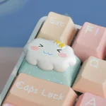 Cute Cloud & Star Artisan Keycap featuring a unique whimsical design, set against a vibrant cloud with twinkling stars.
