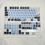 Iconic Rei Ayanami EVA backlit PBT keycap set, showcasing 130 translucent keys with dramatic light-shadow effects.