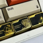 Detailed view of the premium Delta Force Map Access Keycap, showcasing its dark tactical military design with gold accents and intricate map details.