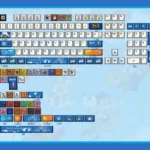 Vibrant Digimon keycaps set, a dye-sublimated set with iconic monster characters, displayed from various angles, creating a nostalgic digital odyssey.