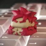 Vibrant handcrafted Super Saiyan 4 Dragon Ball artisan resin keycap featuring Goku in a dynamic pose with bold colors. Perfect ESC key.
