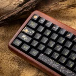 Dunhuang PBT keycaps full set, displayed from multiple angles, highlighting unique ancient Chinese art, vibrant mural motifs, and durable PBT quality.