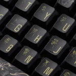 Dream of Dunhuang PBT keycaps set from multiple angles, highlighting vibrant ancient Chinese art murals and durable PBT material for an artistic full set.