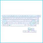 Adorable 74-key Cinnamoroll PBT+PC side-printed keycap set, featuring dreamy pastel art for 60-65-68 mechanical keyboards.