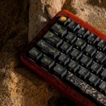 Exquisite Dunhuang Keycaps Set: a detailed view of the Silk Road PBT keycap set from various angles, revealing intricate murals, desert landscapes.