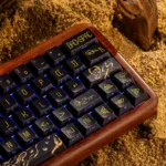 Detailed views of the exquisite Dunhuang Keycaps PBT set, capturing the ancient Silk Road's cultural artistry and desert landscapes from diverse angles.