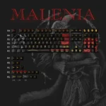 Exclusive Elden Ring Malenia keycap set in a stunning 129-key PBT design, capturing dark fantasy artistry design.