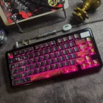 Premium Elden Ring Keycaps set, showcasing exclusive Malenia, Blade of Miquella dark fantasy artistry with intricate, semi-translucent designs.