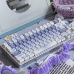Ethereal Butterfly PBT Keycaps Set, dye-sub butterfly designs and twilight gradients on durable PBT. A serene, mystical view from a unique angle.