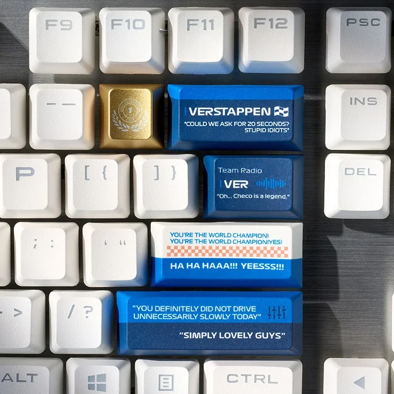 Exclusive Max Verstappen F1 Keycap. Vibrant, dye-sublimated keycaps feature dynamic racing visuals and champion quotes for playful F1 fans.