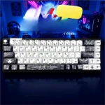 Fallen Angel keycaps set, an ethereal dark fantasy masterpiece featuring unique gothic-inspired angelic motifs for a mysterious keyboard aesthetic.