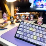 Artistic close-up of the Vibrant Floral World Backlit Keycap Set, showcasing intricate garden patterns and translucent legends ready for stunning backlight.