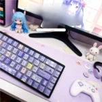Vibrant floral World backlit keycap set displayed from multiple angles, highlighting intricate garden patterns and translucent legends for stunning keyboard.