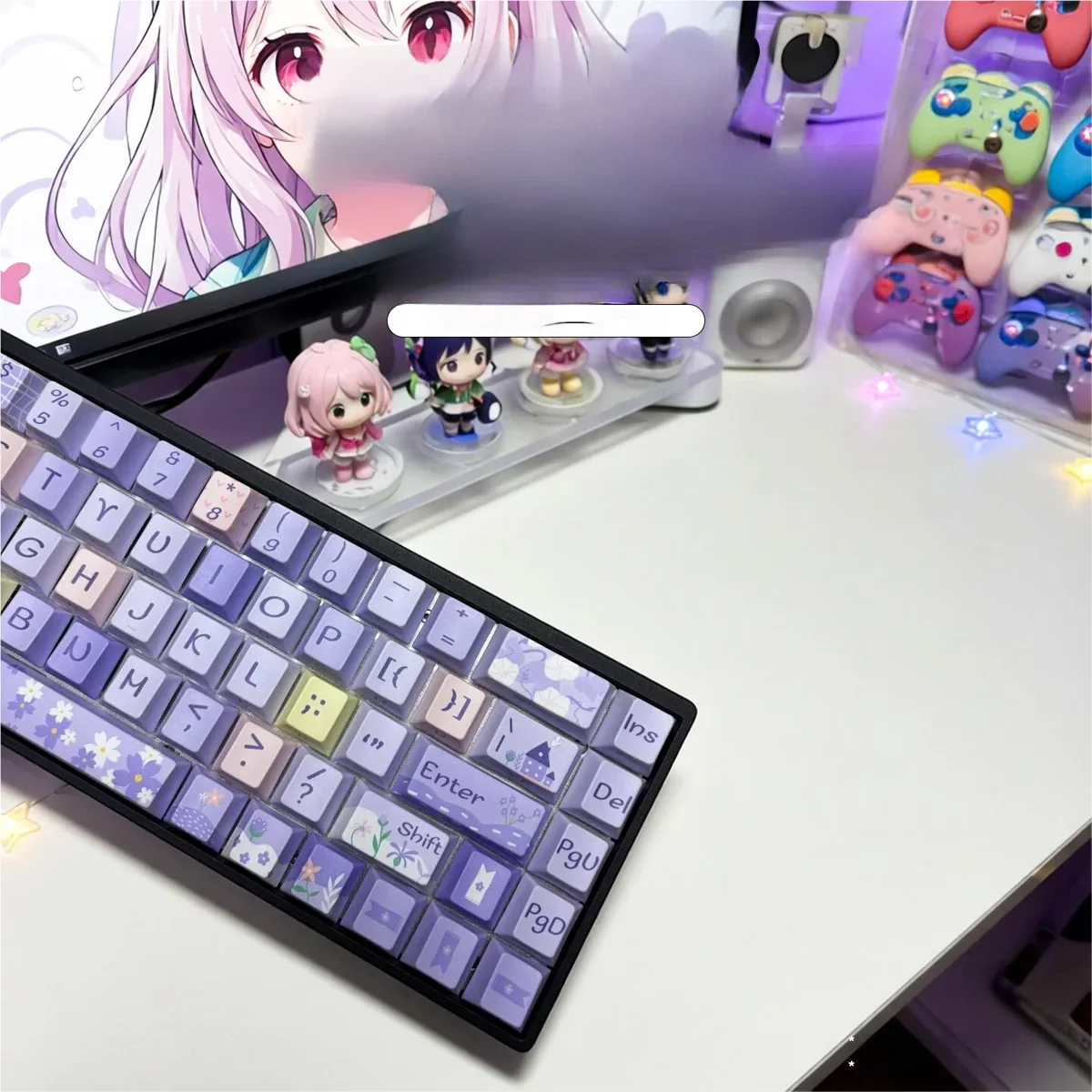 Vibrant Floral World Backlit Keycap Set, highlighting intricate garden patterns and translucent legends, perfectly optimized for stunning backlighting.