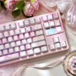 Folded Shadow Cat Keycaps Set from various angles, revealing playful dye-sublimated feline silhouettes and ergonomic PBT design, perfect for an artistic angle.