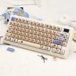 Playful gas Tank keycaps set on a keyboard, showcasing their unique retro design and durable PBT MOG profile with bold, whimsical colors.
