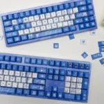 An ethereal Genshin Impact Columbina keycap set, showcasing the Moon Maiden's mysterious art from various angles. This exclusive collection features characters icon.
