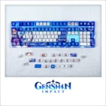 Genshin Impact Kokomi PBT Cherry Keycap Set displayed with vibrant pastel hues, intricate character art, and a serene aquatic fantasy aesthetic.