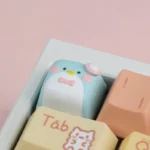 Handcrafted artisan resin Gentlemen Penguin keycap for ESC key, showing charming gentleman design and elegant design details from multiple angles.
