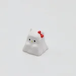 Close-up of the whimsical Ghost Hello Kitty artisan ESC keycap, beautifully crafted from resin, highlighting its unique ghostly charm and intricate design.
