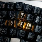 Premium gold WASD keycaps gleaming with a metallic finish, designed for high-performance gaming and exuding luxury on a keyboard.