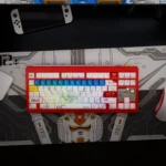 Premium RX-78-2 Gundam PBT shine-through keycaps set showcasing iconic mecha legends and a futuristic sci-fi aesthetic, perfect for custom keyboards.