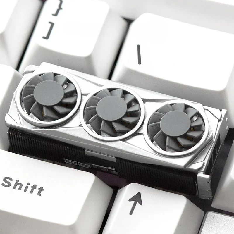 Main image of a unique handcrafted resin graphics card keycap, showcasing its intricate miniature detail and vibrant colors for PC gaming setups.