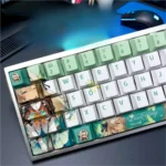 A stunning Honkai Firefly Keycap Set, a futuristic side-transparent artisan piece inspired by Honkai: Star Rail, designed to brilliantly showcase RGB light design.