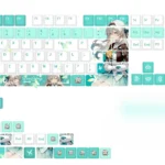 Close-up of the Honkai Firefly artisan keycap set, highlighting its side-transparent design and futuristic Honkai: Star Rail aesthetic, ideal for RGB keyboard.
