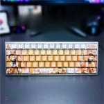 Playful Mahiru Shiina PBT anime keycaps set, showcasing delicate character art in soft pastels. Enjoy durable, high-quality Mahiru Shiina keycaps.