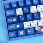 Ethereal Cosmic Princess Kaguya keycaps set, displaying enchanting Japanese folklore art and intricate character details across various angles.