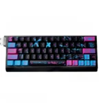 Vibrant Jinx Arcane 64-key PBT + PC keycap set, displaying its chaotic, punk-inspired gaming aesthetic, compatible with EZ63-64 keyboards.