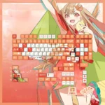 Detailed view of the Celestial Yachiyo Runami PBT keycaps set, highlighting its unique ethereal Kaguya Princess design with soft pastel and moonlit fantasy art.