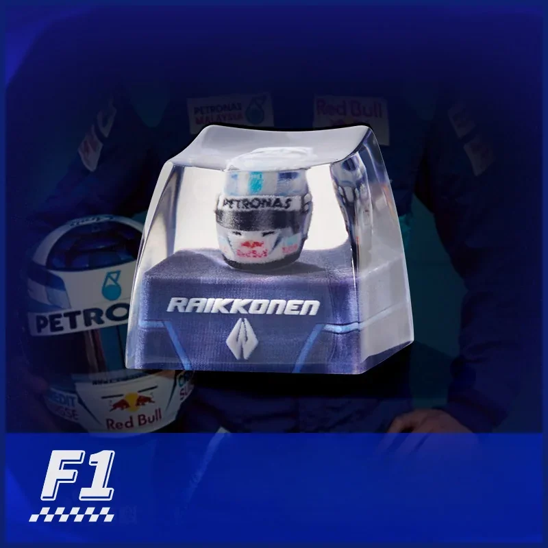 Detailed Kimi Raikkonen 2001 F1 helmet keycap, an iconic collectible for racing fans. Premium miniature replica.