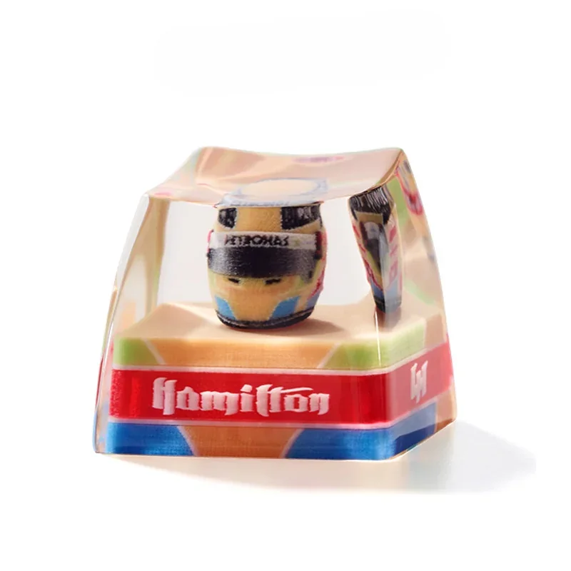 Premium collectible Lewis Hamilton 2013 F1 helmet ESC keycap, showcasing intricate detail as a miniature replica for enthusiasts.
