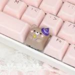 Handcrafted Magic Bear artisan ESC keycap, showcasing its whimsical forest creature design from a playful angle, perfect for enchanting mechanical keyboard.