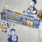 Side view of an enchanting Magical Girl PBT keyc set, revealing the vibrant Sherry Tachibana design and crisp, front-engraved backlit legends.
