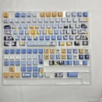 Enchanting Magical Girl PBT keycaps set featuring vibrant, anime-inspired Sherry Tachibana art with translucent, front-engraved legends, seen from a dynamic design.
